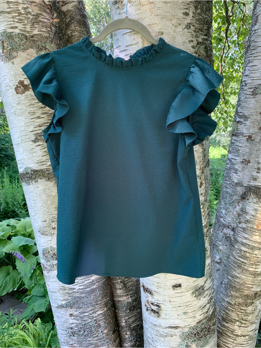 SHEIN Deep Teal Ruffle Sleeve Top
